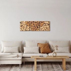 Obraz - Serce z drewna (z zegarem) (90x30 cm)