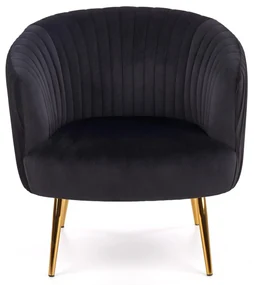CROWN fotel wypoczynkowy czarny, złoty, glamour, klasyczny, velvet, welur