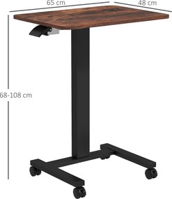 Vinsetto Pulpit Stojący, Biurko na Stojaka, Regulowane Wysokościowo, 4 Kółka, 65 cm x 48 cm x 108 cm, Brąz + Czarny