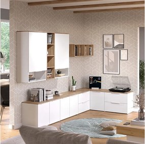 Ściana w salonie biały/sonoma 80x40x50 wido