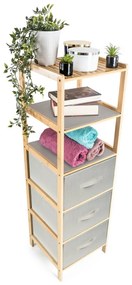 G21 Bambusowy regał z koszykami, 5 półek, beżowy, 5 pięter