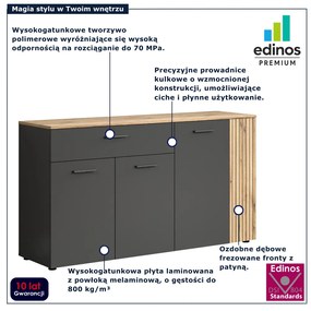 Duża komoda czterodrzwiowa grafit + dąb evok L2-L65