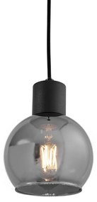 Lampa wisząca art deco czarna z przydymionym szkłem - Vidro ArtDeco Oswietlenie wewnetrzne