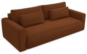 Aksamitna rozkładana/ze schowkiem sofa w kolorze terakoty 238 cm Kapua – Makamii