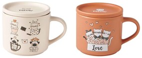 Pomarańczowe/beżowe porcelanowe kubki zestaw 2 szt. 350 ml Cats – Brandani