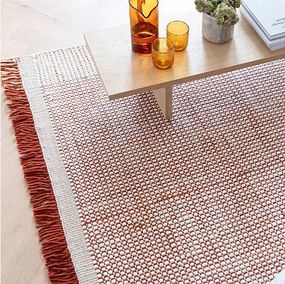 Ręcznie tkany dywan, 100% wełna - 200x290cm - pomarańczowy, kremowy, biały - Avalon