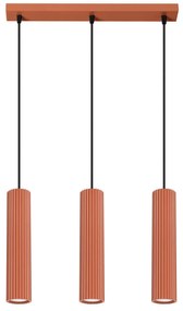 Lampa wisząca KARBON 3L ochra czerwona ryflowana SOLLUX  LIGHTING