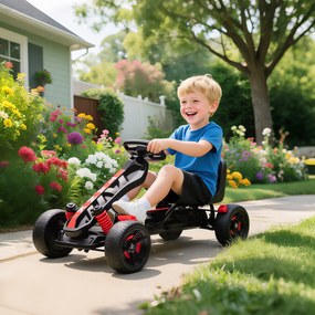 AIYAPLAY Gokart z pedałami, tretauto dla dzieci z hamulcem, antypoślizgowe koła, metalowa rama, 3-6 lat, czerwony