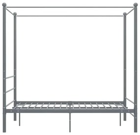 Szare rustykalne łóżko z baldachimem 120x200 cm - Aveiro