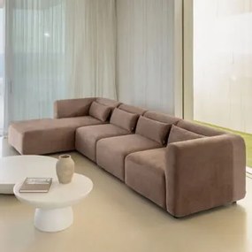 Fogler 4-częściowa Lewa Modułowa Sofa Z Szezlongiem Sztruksu Camel - Sklum
