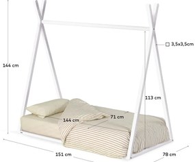 Białe łóżko dziecięce w kształcie domku z drewna bukowego 70x140 cm Maralis – Kave Home
