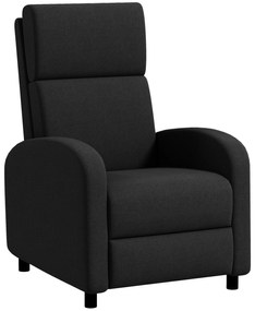 HOMCOM Fotel relaksacyjny, fotel telewizyjny z funkcją leżenia, tapicerowany, z regulowanym oparciem, podnóżek, czarny