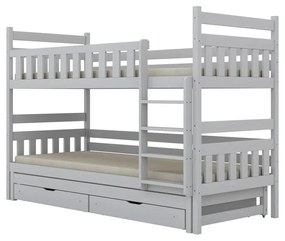 Łóżko piętrowe BARTEK 180x90 białe drewniane trzyosobowe z szufladami KOCOT KIDS