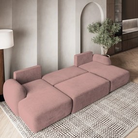 Masseno Narożnik SAVONA z funkcją spania i pojemnikiem na pościel Narozniki U, Rozkładana sofa - Pudrowy róż, KRONOS 27