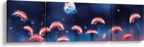 Obraz dmuchawca z niebieskim motylem (170x50 cm)