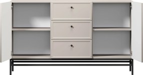 Komoda Lorini 150 cm z szufladami - kaszmir / czarne uchwyty / stelaż