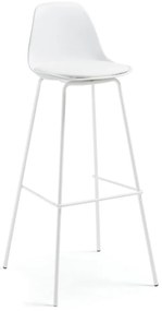 Biały hoker z imitacji skóry (wysokość siedziska 75 cm) Brighter – Kave Home