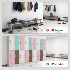 Szafka socjalna ubraniowa BHP 6-drzwiowa szaro-pastelowa, 900x1850x450 mm: IGOR