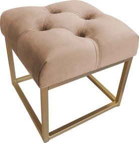 Pufa CHESTERFIELD tkanina Welur loft ławka podnóżek metal : Kolor Stelaża - Złoty, Kolor tkaniny - VELVET - MG06, Typ tkaniny - Velvet