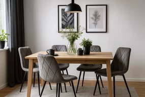 Ciemnoszare krzesło do kuchni LIBRA aksamitne z czarnymi nogami