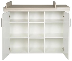 Biała niska komoda dziecięca w dekorze wiązu z przewijakiem 120x98 cm Felicia – Roba