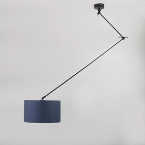 Lampa wisząca czarna z kloszem 35 cm niebieskim regulowanym - Blitz Nowoczesny Oswietlenie wewnetrzne