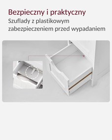 Vasagle Szafka do łazienki z 4 szufladami PAULA, 30x30x82cm, biała