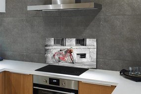 Szklany Panel Retro Rower z Koszykiem