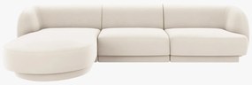 OUTLET Narożnik, sofa narożna lewostronna jasny beż welur 255/156/70 Miley od Micadoni