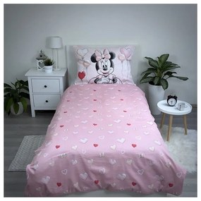 Różowa bawełniana pościel dziecięca jednoosobowa 140x200 cm Minnie "Balloon" – Jerry Fabrics