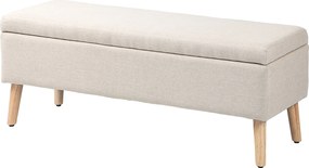 HOMCOM Ławka z Przestrzenią do Przechowywania, do 120 kg, Wygląd Lnu, 110x39x45cm, Kolor Beżowy