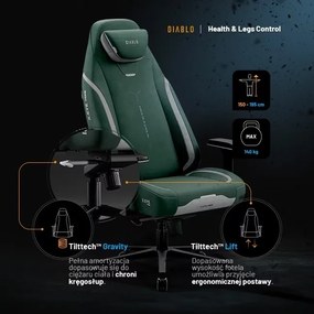 Fotel gamingowy materiałowy Diablo X-Eye Prime Normal Size, Forest Green