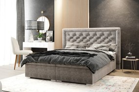 Łóżko kontynentalne AMIGO 160x200 jasno szare velvet z pojemnikiem LAVERTO