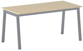 Stół konferencyjny do biura PRIMO BASIC, 160x80 cm, szaro-srebrna podstawa, brzoza