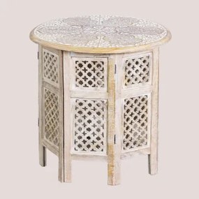 Składany Okrągły Stolik Pomocniczy Ø55 Cm Z Drewna Mango Kasira B - Sklum