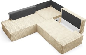 Masseno Narożnik TESSO z funkcją spania i pojemnikiem na pościel Narozniki L, Rozkładana sofa - Beżowy, TILIA 11
