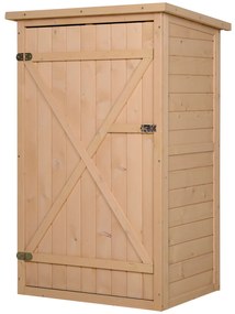 Outsunny szafa ogrodowa drewniana na narzędzia 75x56x115 cm naturalny wygląd | Aosom PL