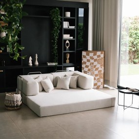 Beżowa rozkładana sofa z materiału bouclé 180 cm Bloom – TemaHome