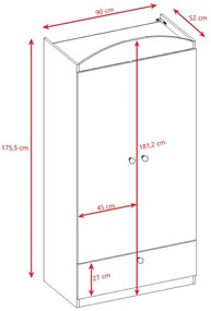 Szafa dla dziewczynki z szufladami różowa T2-B71