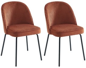 Zestaw 2 krzeseł ze sztruksu i czarnego metalu – Terakota – ALPALI