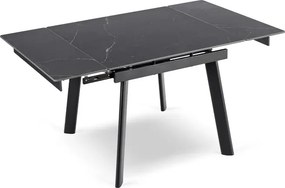 Stół Rozkładany Kwadratowy LARES 90-150 cm Ceramiczny Czarny Marmur/Czarny Loft