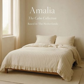 Beżowa pościel dwuosobowa z bawełny renforcé 240x220 cm Amalia Striped – Mila Home Luxury