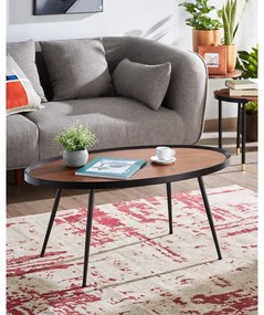 Czarny stolik z blatem w dekorze orzecha Kave Home Kamelia