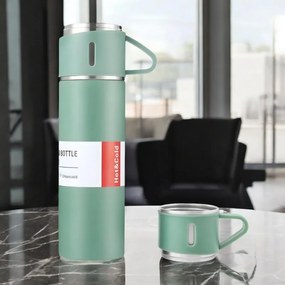 Termos 500 ml z 3 kubkami HOT&COLD, zielony
