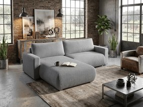 Jasnoszara rozkładana narożna sofa TAFIRA, dwustronna