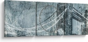 Obraz - Tower Bridge w chłodnych odcieniach (z zegarem) (90x30 cm)