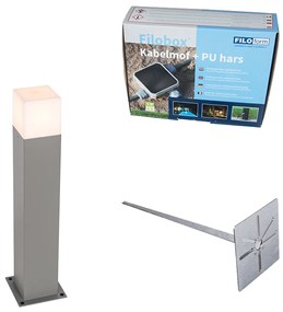 Zewnetrzna Lampa zewnętrzna 50 cm szara z kolcem do ziemi i tuleją kablową - Denmark Nowoczesny Oswietlenie zewnetrzne