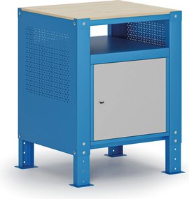 Kontener G9, 1 półka, 1 szafka, z regulacją wysokości, 675 x 595 x 715-975 mm, szary/niebieski