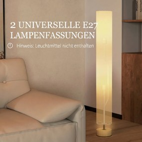 HOMCOM Lampa stojąca do salonu z kloszem lnianym, włącznik nożny | Aosom PL