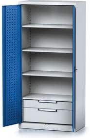 Szafa warsztatowa MECHANIC, 1950 x 920 x 500 mm, 3 półki, 2 szuflady, niebieskie drzwi